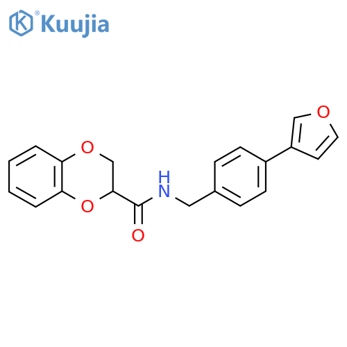 N-{4-(furan-3-yl)phenylmethyl}-2,3-dihydro-1,4-benzodioxine-2-carboxamide structure