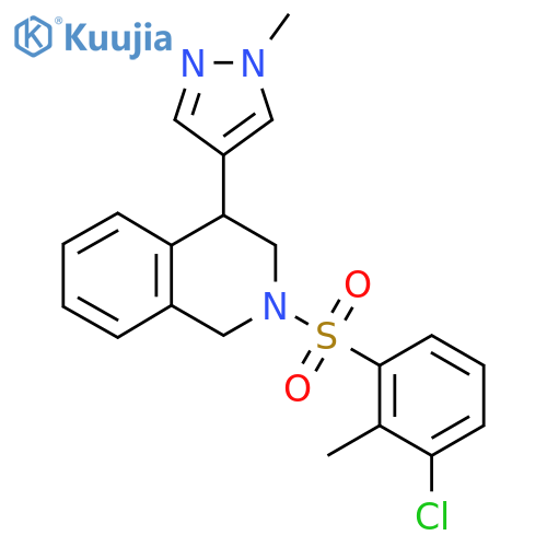 2-(3-chloro-2-methylbenzenesulfonyl)-4-(1-methyl-1H-pyrazol-4-yl)-1,2,3,4-tetrahydroisoquinoline structure