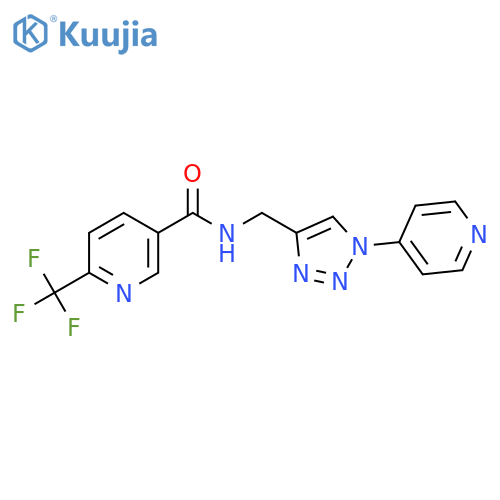 N-{1-(pyridin-4-yl)-1H-1,2,3-triazol-4-ylmethyl}-6-(trifluoromethyl)pyridine-3-carboxamide structure