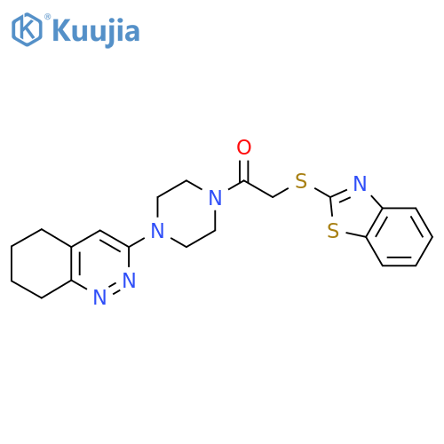 2-(1,3-benzothiazol-2-ylsulfanyl)-1-[4-(5,6,7,8-tetrahydrocinnolin-3-yl)piperazin-1-yl]ethan-1-one structure