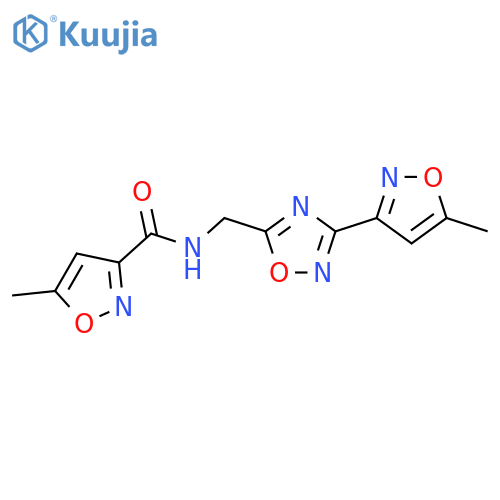 5-methyl-N-{[3-(5-methyl-1,2-oxazol-3-yl)-1,2,4-oxadiazol-5-yl]methyl}-1,2-oxazole-3-carboxamide structure