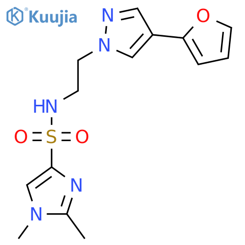 N-{2-[4-(furan-2-yl)-1H-pyrazol-1-yl]ethyl}-1,2-dimethyl-1H-imidazole-4-sulfonamide structure