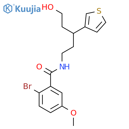 2-bromo-N-5-hydroxy-3-(thiophen-3-yl)pentyl-5-methoxybenzamide structure