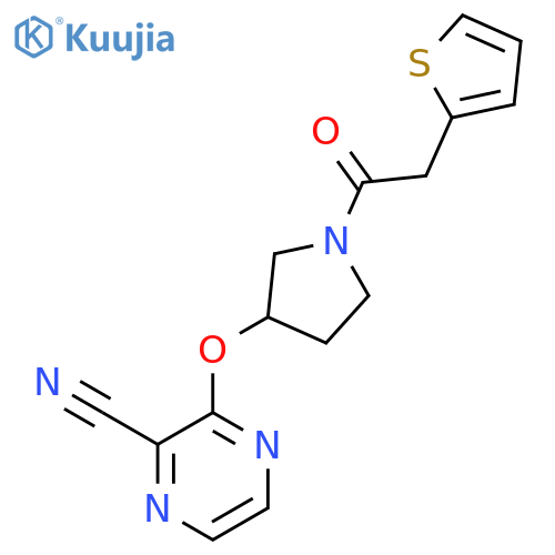3-({1-2-(thiophen-2-yl)acetylpyrrolidin-3-yl}oxy)pyrazine-2-carbonitrile structure