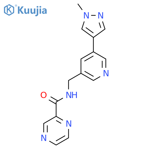N-{5-(1-methyl-1H-pyrazol-4-yl)pyridin-3-ylmethyl}pyrazine-2-carboxamide structure