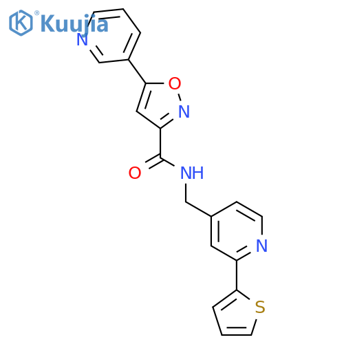 5-(pyridin-3-yl)-N-{[2-(thiophen-2-yl)pyridin-4-yl]methyl}-1,2-oxazole-3-carboxamide structure