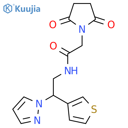 2-(2,5-dioxopyrrolidin-1-yl)-N-[2-(1H-pyrazol-1-yl)-2-(thiophen-3-yl)ethyl]acetamide structure