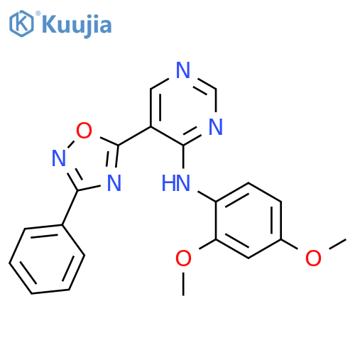 N-(2,4-dimethoxyphenyl)-5-(3-phenyl-1,2,4-oxadiazol-5-yl)pyrimidin-4-amine structure
