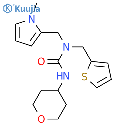 3-(1-methyl-1H-pyrrol-2-yl)methyl-1-(oxan-4-yl)-3-(thiophen-2-yl)methylurea structure