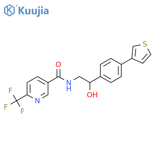 N-{2-hydroxy-2-[4-(thiophen-3-yl)phenyl]ethyl}-6-(trifluoromethyl)pyridine-3-carboxamide structure