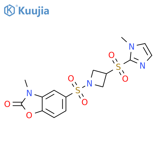 3-methyl-5-[3-(1-methylimidazol-2-yl)sulfonylazetidin-1-yl]sulfonyl-1,3-benzoxazol-2-one structure