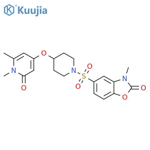 5-[[4-[(1,2-Dihydro-1,6-dimethyl-2-oxo-4-pyridinyl)oxy]-1-piperidinyl]sulfonyl]-3-methyl-2(3H)-benzoxazolone structure
