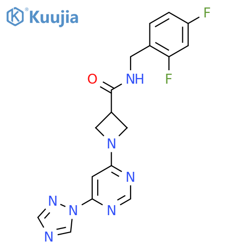 N-(2,4-difluorophenyl)methyl-1-6-(1H-1,2,4-triazol-1-yl)pyrimidin-4-ylazetidine-3-carboxamide structure