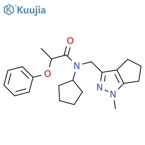 N-cyclopentyl-N-({1-methyl-1H,4H,5H,6H-cyclopenta[c]pyrazol-3-yl}methyl)-2-phenoxypropanamide structure