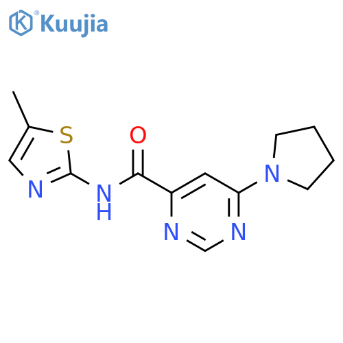N-(5-methyl-1,3-thiazol-2-yl)-6-(pyrrolidin-1-yl)pyrimidine-4-carboxamide structure