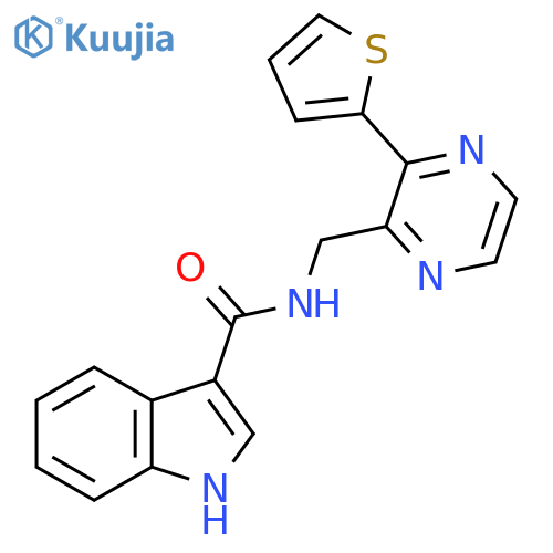 N-{3-(thiophen-2-yl)pyrazin-2-ylmethyl}-1H-indole-3-carboxamide structure