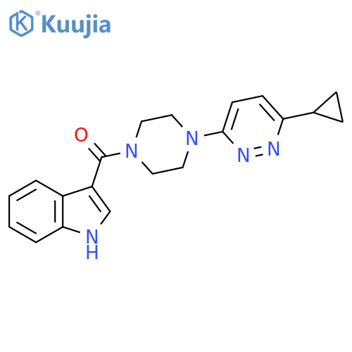 3-4-(6-cyclopropylpyridazin-3-yl)piperazine-1-carbonyl-1H-indole structure