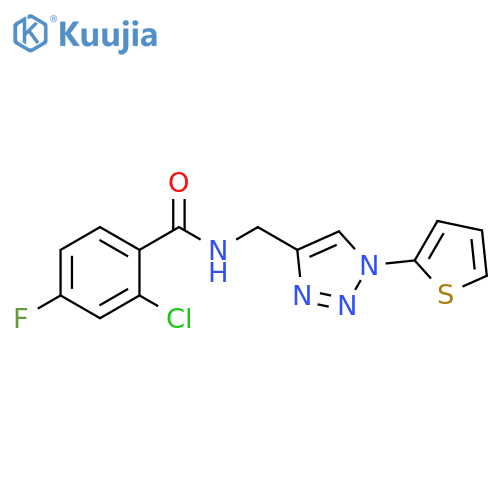 2-chloro-4-fluoro-N-{[1-(thiophen-2-yl)-1H-1,2,3-triazol-4-yl]methyl}benzamide structure