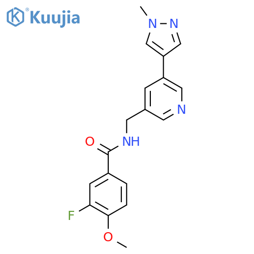 3-fluoro-4-methoxy-N-{5-(1-methyl-1H-pyrazol-4-yl)pyridin-3-ylmethyl}benzamide structure