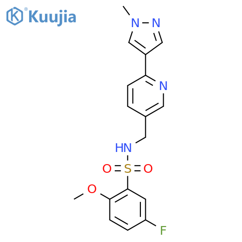 5-fluoro-2-methoxy-N-{6-(1-methyl-1H-pyrazol-4-yl)pyridin-3-ylmethyl}benzene-1-sulfonamide structure