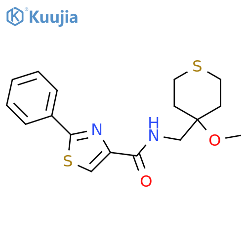 N-[(4-methoxythian-4-yl)methyl]-2-phenyl-1,3-thiazole-4-carboxamide structure