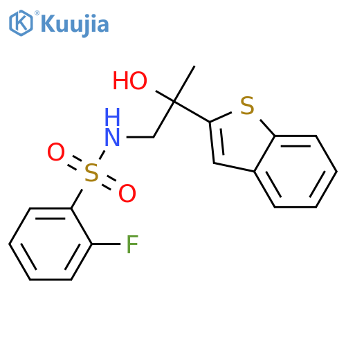 N-[2-(1-benzothiophen-2-yl)-2-hydroxypropyl]-2-fluorobenzene-1-sulfonamide structure