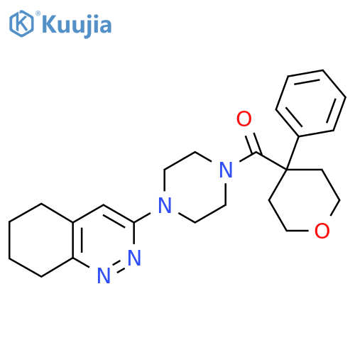 3-[4-(4-phenyloxane-4-carbonyl)piperazin-1-yl]-5,6,7,8-tetrahydrocinnoline structure