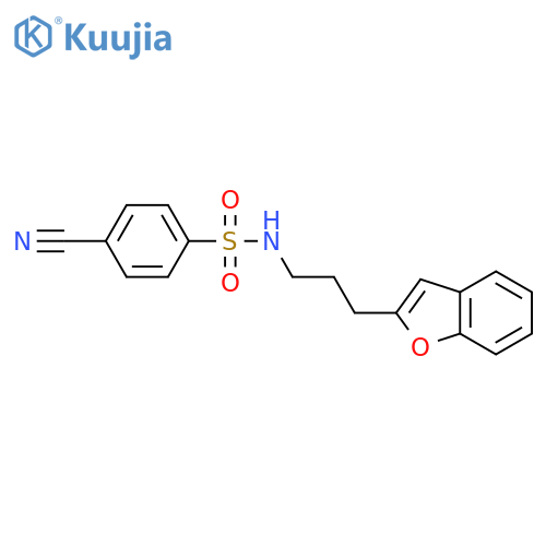 N-3-(1-benzofuran-2-yl)propyl-4-cyanobenzene-1-sulfonamide structure