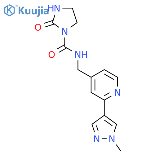 N-{[2-(1-methyl-1H-pyrazol-4-yl)pyridin-4-yl]methyl}-2-oxoimidazolidine-1-carboxamide structure