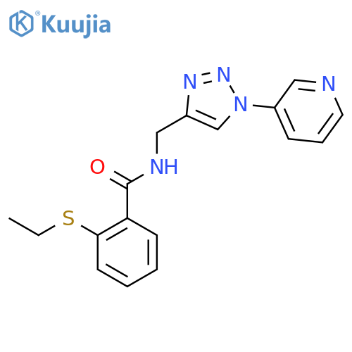 2-(ethylsulfanyl)-N-{[1-(pyridin-3-yl)-1H-1,2,3-triazol-4-yl]methyl}benzamide structure
