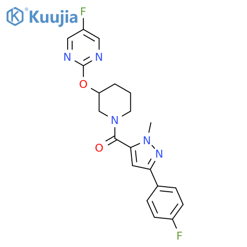 5-fluoro-2-({1-3-(4-fluorophenyl)-1-methyl-1H-pyrazole-5-carbonylpiperidin-3-yl}oxy)pyrimidine structure