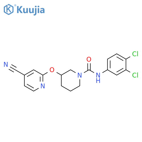 3-[(4-cyanopyridin-2-yl)oxy]-N-(3,4-dichlorophenyl)piperidine-1-carboxamide structure