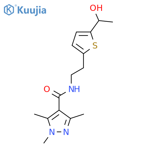 N-{2-[5-(1-hydroxyethyl)thiophen-2-yl]ethyl}-1,3,5-trimethyl-1H-pyrazole-4-carboxamide structure