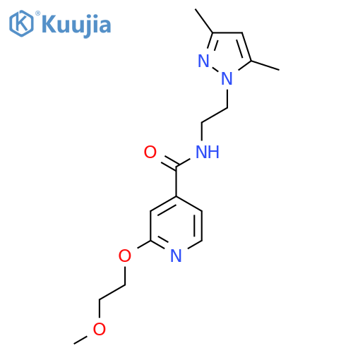 N-(2-(3,5-dimethyl-1H-pyrazol-1-yl)ethyl)-2-(2-methoxyethoxy)isonicotinamide structure