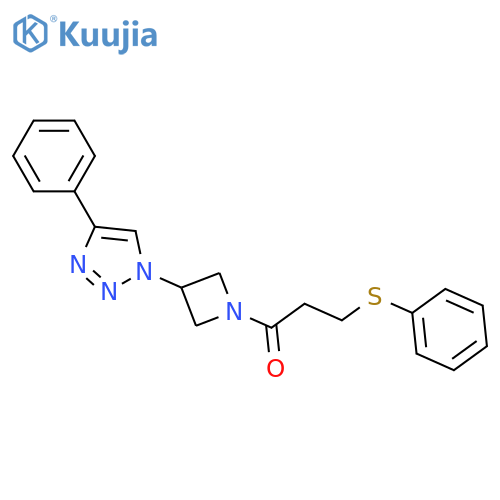 3-phenylsulfanyl-1-[3-(4-phenyltriazol-1-yl)azetidin-1-yl]propan-1-one structure