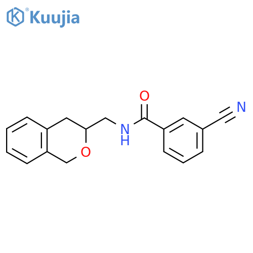 3-cyano-N-[(3,4-dihydro-1H-2-benzopyran-3-yl)methyl]benzamide structure
