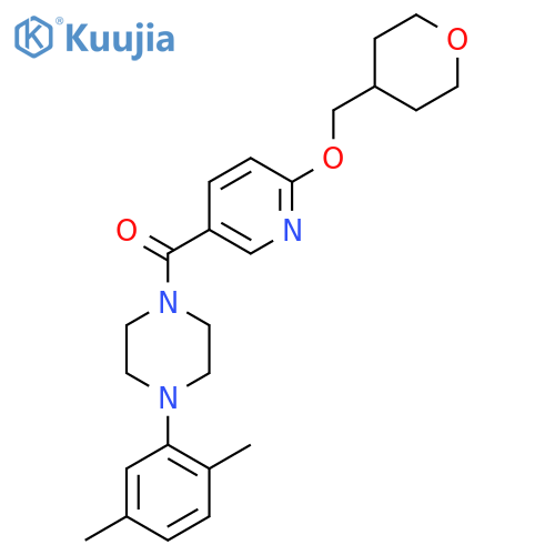 (4-(2,5-dimethylphenyl)piperazin-1-yl)(6-((tetrahydro-2H-pyran-4-yl)methoxy)pyridin-3-yl)methanone structure