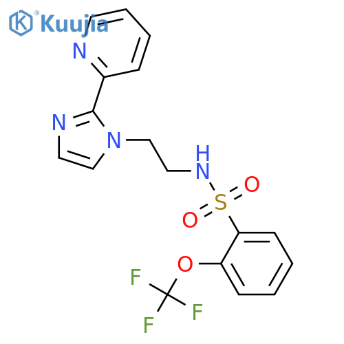 N-{2-[2-(pyridin-2-yl)-1H-imidazol-1-yl]ethyl}-2-(trifluoromethoxy)benzene-1-sulfonamide structure