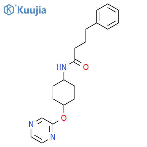 4-phenyl-N-[(1r,4r)-4-(pyrazin-2-yloxy)cyclohexyl]butanamide structure