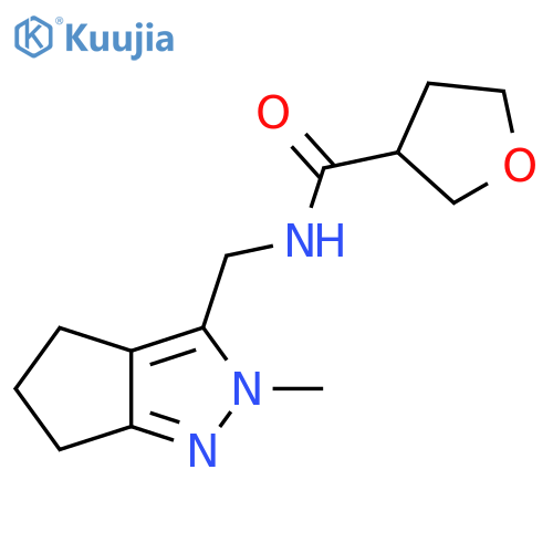 N-({2-methyl-2H,4H,5H,6H-cyclopenta[c]pyrazol-3-yl}methyl)oxolane-3-carboxamide structure