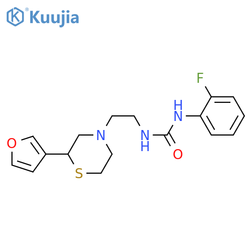 1-(2-fluorophenyl)-3-2-(furan-3-yl)-2-(thiomorpholin-4-yl)ethylurea structure