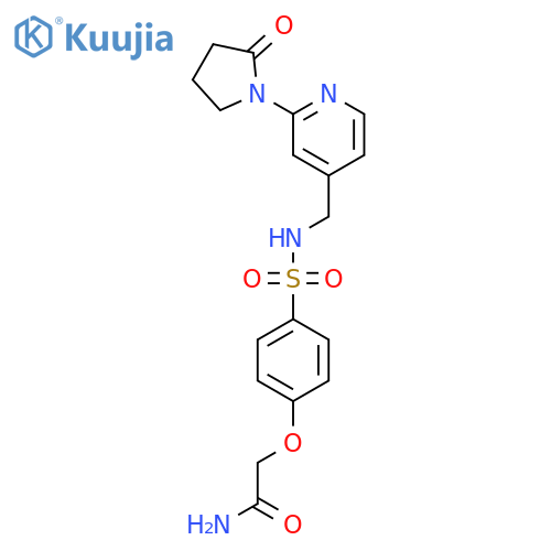 2-[4-({[2-(2-oxopyrrolidin-1-yl)pyridin-4-yl]methyl}sulfamoyl)phenoxy]acetamide structure