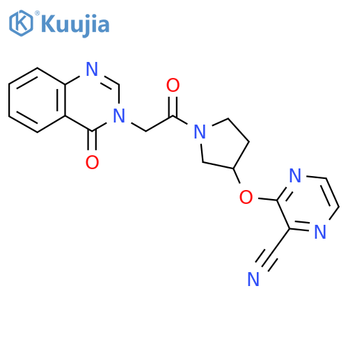 3-({1-[2-(4-oxo-3,4-dihydroquinazolin-3-yl)acetyl]pyrrolidin-3-yl}oxy)pyrazine-2-carbonitrile structure