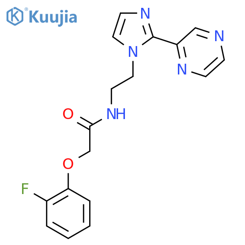 2-(2-fluorophenoxy)-N-{2-[2-(pyrazin-2-yl)-1H-imidazol-1-yl]ethyl}acetamide structure