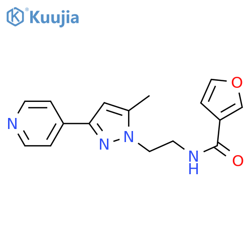 N-{2-[5-methyl-3-(pyridin-4-yl)-1H-pyrazol-1-yl]ethyl}furan-3-carboxamide structure