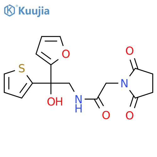 2-(2,5-dioxopyrrolidin-1-yl)-N-[2-(furan-2-yl)-2-hydroxy-2-(thiophen-2-yl)ethyl]acetamide structure