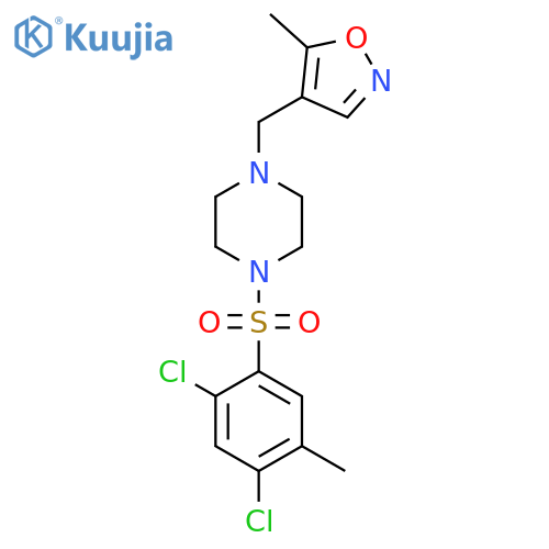 1-(2,4-dichloro-5-methylbenzenesulfonyl)-4-(5-methyl-1,2-oxazol-4-yl)methylpiperazine structure