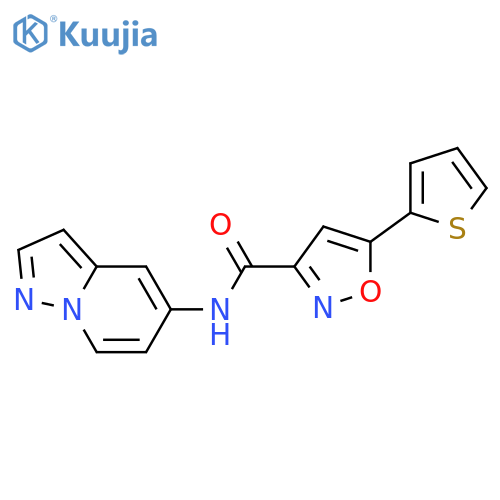 N-{pyrazolo[1,5-a]pyridin-5-yl}-5-(thiophen-2-yl)-1,2-oxazole-3-carboxamide structure