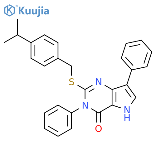 3,7-diphenyl-2-({[4-(propan-2-yl)phenyl]methyl}sulfanyl)-3H,4H,5H-pyrrolo[3,2-d]pyrimidin-4-one structure