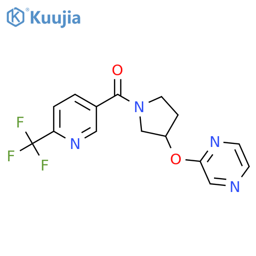 2-({1-[6-(trifluoromethyl)pyridine-3-carbonyl]pyrrolidin-3-yl}oxy)pyrazine structure